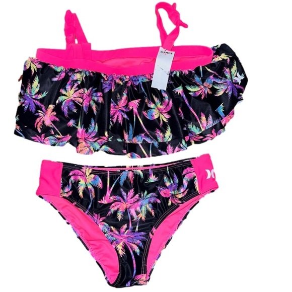 Nwt Girl’s 2 piece Hurley swimsuit - skirted top, bikini bottom.